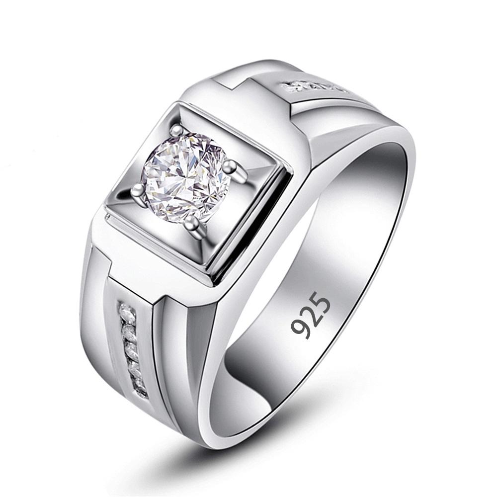 Nice 925 Silver Mens Ring 5A Zircon luxury High Quality For Men Wedding Fine Jewelry Accessories Party Gifts
