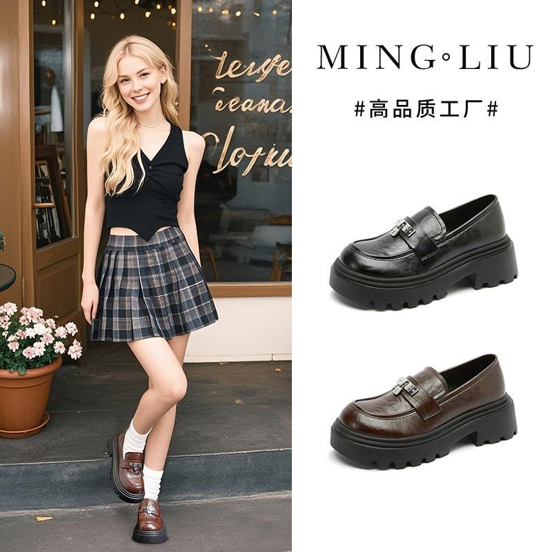 Foam bottom sheepskin pad women's autumn and winter new thick-soled leather single shoes versatile small leather shoes