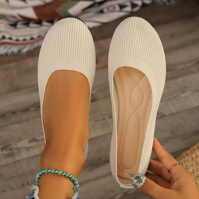 Round Toe Women Flats Comfortable Knit Ballet Flat Shoes Casual Slip On Loafers Shoes Office Boat Shoes Plus Size Sneakers Women