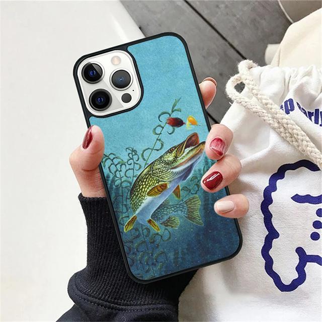 Pike Fish Fishing Bait Phone Case Back Cover for iPhone 17 Air 16 15 14 13 11 12 Pro Max PlusS Shell Coque