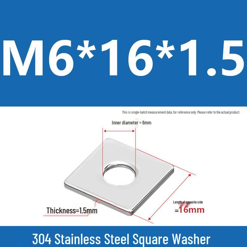 304 Stainless Steel Thickened Square Washer for Curtain Wall (M4-M16)
