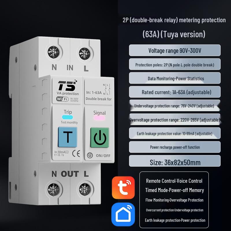 Tuya Smart WiFi Leakage Protection Circuit Breaker with Remote Control & Timer