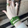 Chinese Style Emerald Green Triple-Circle Bracelet - DIY Multi-Layer Lucky Gift for Women, Friends, or Girlfriends