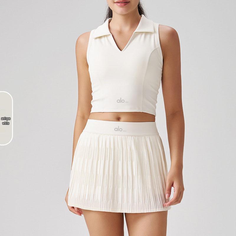 Alo Sco Grenzüberschreitender Schmal geschnittener Antibakterieller Golfrock & Tennisrock mit Anti-Exposure Yoga-Shorts.