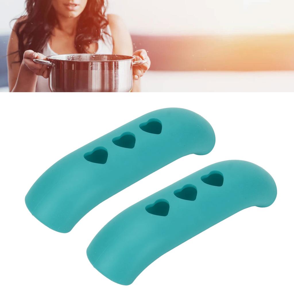 2pcs Silicone Pot Grip Handle Sleeve Heat Resistant Prevent Scald Insulated Hot Handle Holder Cover