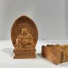 Mini Hotei Buddha Statue, Seven Lucky Gods Figurine, Premium Boxwood Wood Carving (7cm H x 4.5cm W x 2cm D)