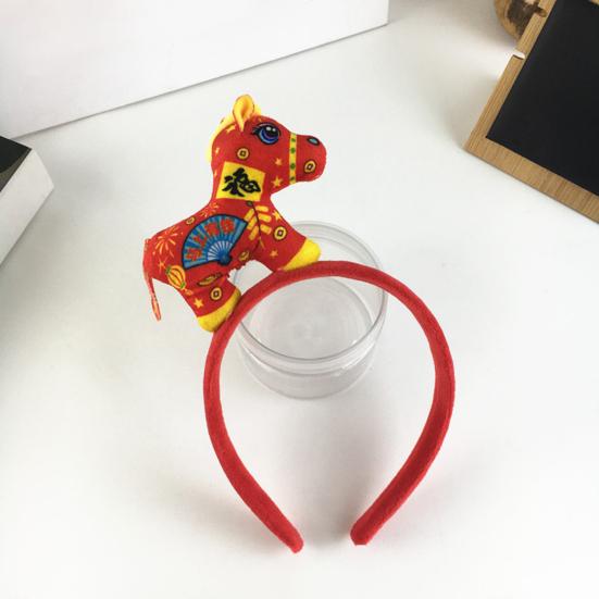 Headband Year of Horse 2026 Cartoon Headwear Soft Plush Material Comfortable Fit Hair Hoop Cosplay Photo Prop