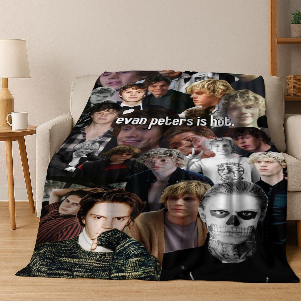 26 Stili Evan Peters Bello Arte Coperta di Flanella, Coperta Morbida e Accogliente per Casa Camera da Letto Letto Divano Picnic Ufficio Coperta Regalo Bambino