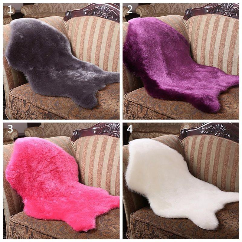 Artificial Sheepskin Hairy Carpet for Living Room Bedroom Rugs Skin Fur Plain Fluffy Area Rugs Washable Bedroom Faux Mat
