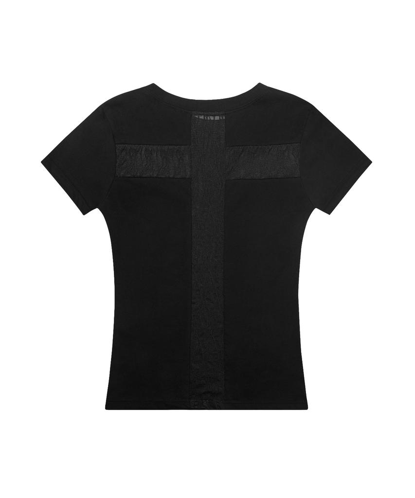FANCY CLUB Back Cross Tee (Black) F26Qb073