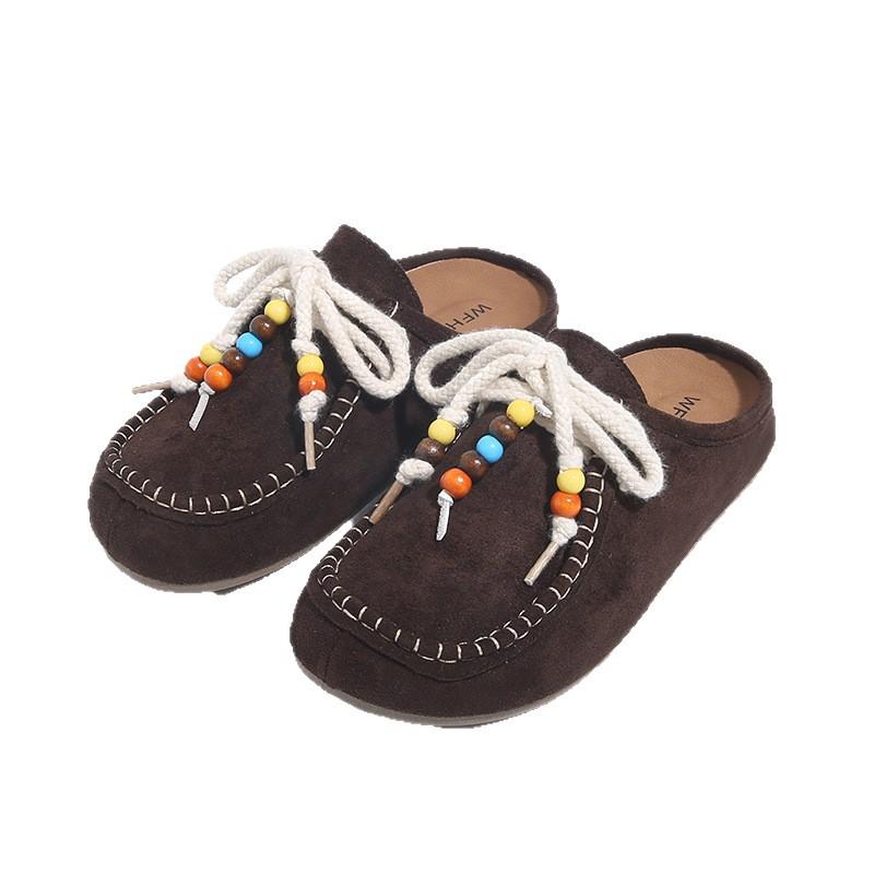 Retro kangaroo shoes Korean lace-up cool slippers 2025 summer new versatile cool slippers versatile thick-soled cool slippers