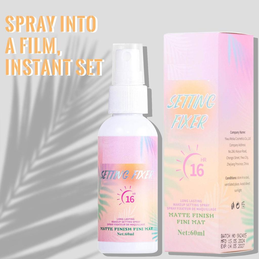 Feuchtigkeitsspendendes Make-up-Fixierspray, lang anhaltende Feuchtigkeitsversorgung, für alle Hauttypen geeignet, hellt den Hautton sofort auf, 60 ml
