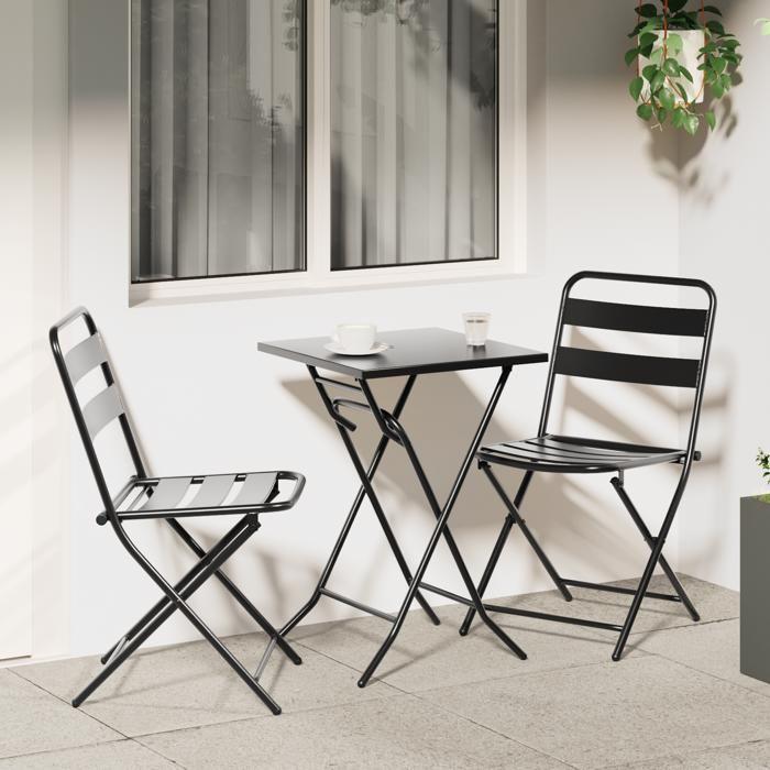 VidaXL Ensemble Bistro Pliable 3 Pièces Anthracite Acier 42010318