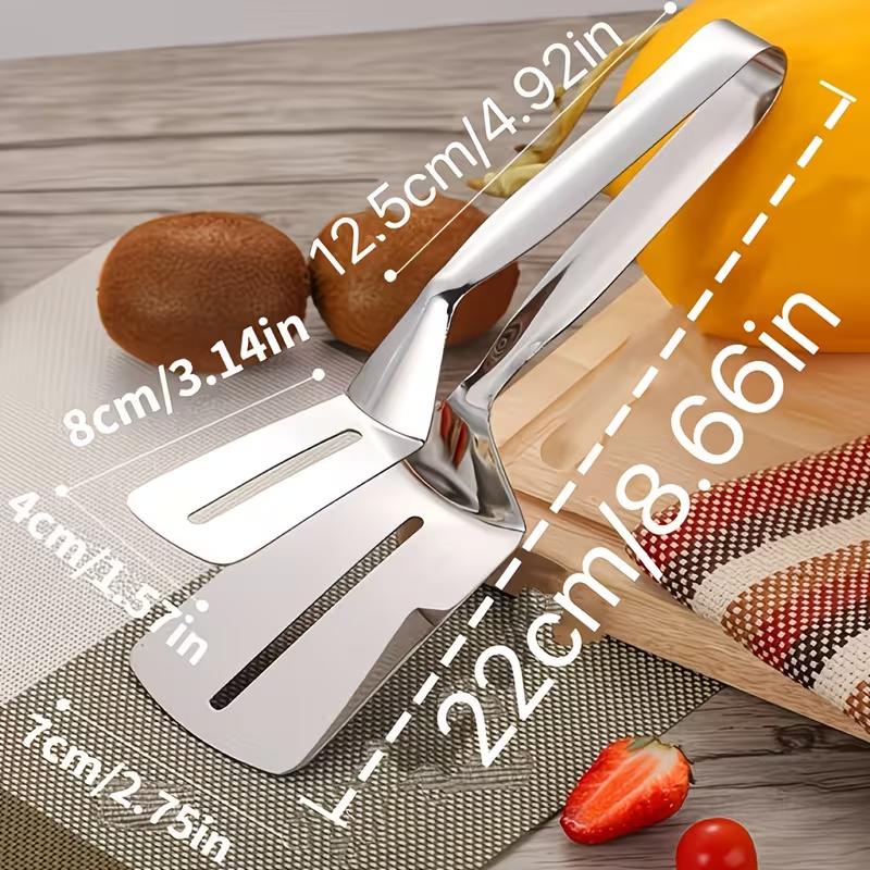 Stainless Steel Tong Spatula 2 in 1 Kitchen Tongs Non Stick Cooking Spatula Food Turner Clip for BBQ Frying Cooking Tool