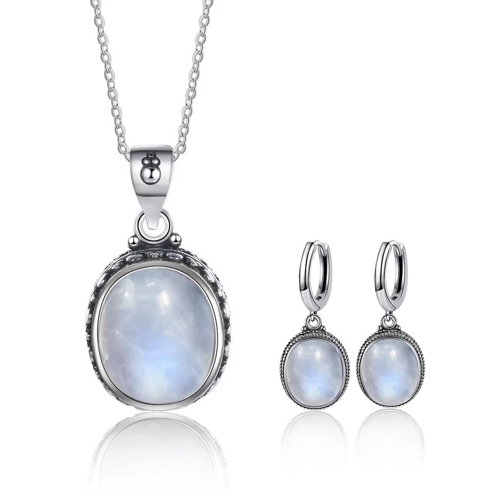 Vintage 925 Silver Natural Labradorite Earrings with Blue Light 10*12mm Big Stone Hoop Earrings Fine Jewelry for Women