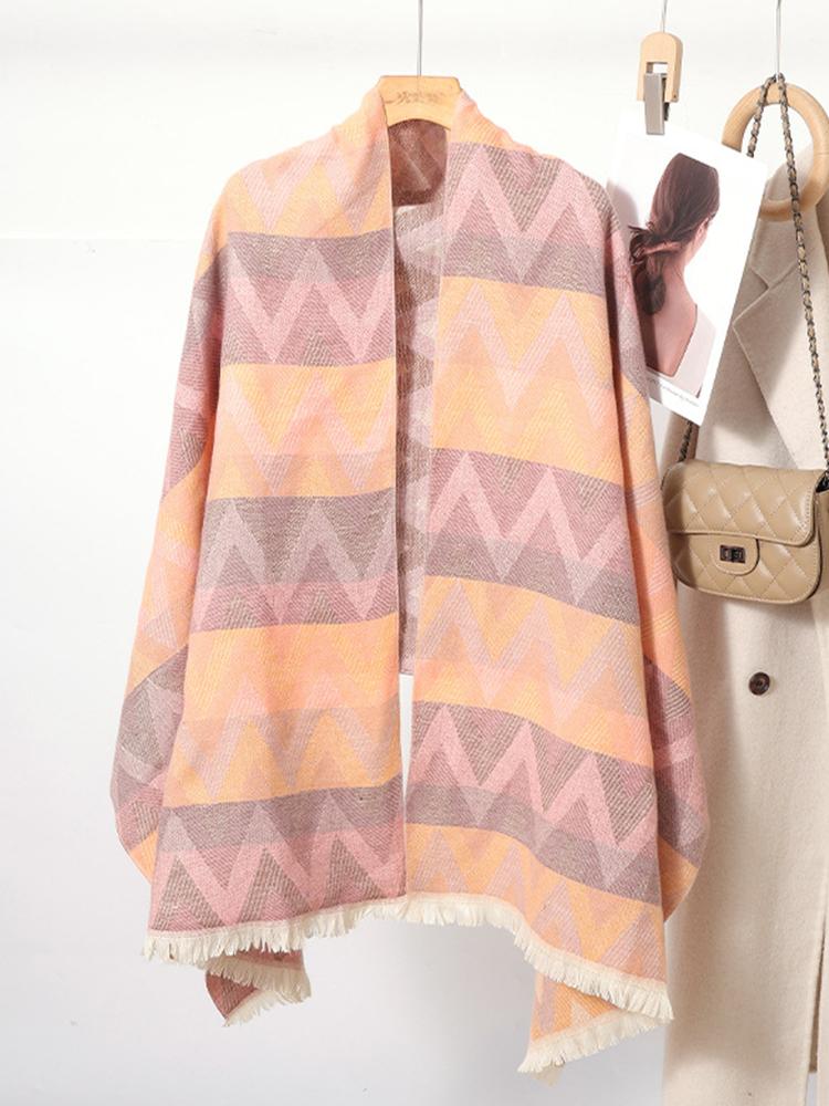 Women Winter Sweet Retro Knitted Scarf Headscarf Ladies Casual Colorful Striped Warm Scarve Mujer Foulard Wrap Shawl New Fashion