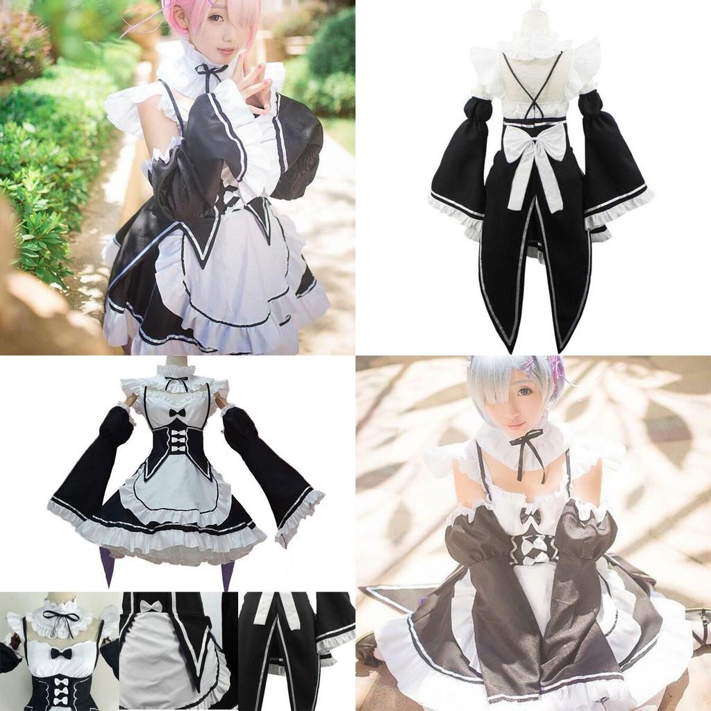 Hajimeru Kara Rezero Lsekai Seikatsu Twins Ramrem Maid Dress Costume Cosplay