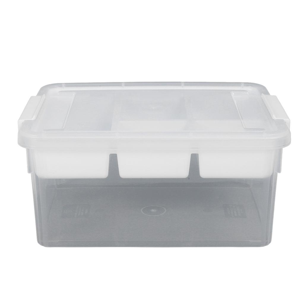 16L Plastic Storage Box Sturdy PP Clear Latching Box with Removable Tray for Toys Organization