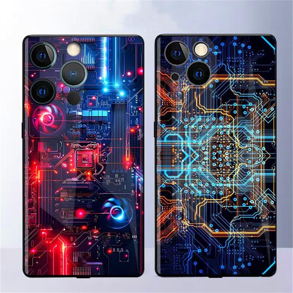 Electric Circuit LED Luminous Phone Case Voice Activated Flashing Protection Cover For IPhone Samsung