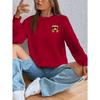 Women's Polyester Crew Neck Sweatshirt Soft Lightweight Casual Long Sleeve Lounge Top for Fall