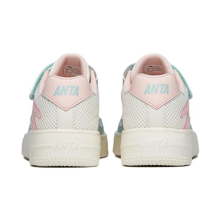 Anta Youth  Mesh Velcro Durable Low-Top Kids Skate Shoes Kids Sneaker White Pink Green A332118000C-6