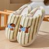 Couple autumn and winter cotton slippers striped contrasting color design home leisure non-slip warm cotton drag plush home shoes