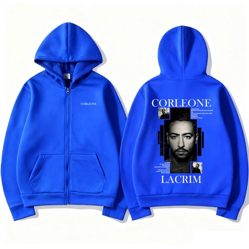 Rapper Lacrim Corleone Merch 2026 Zipper Hoodie Men Women Hip Hop Fashion Zip Up Jacket Male Casual Oversized Zip Up Sweatshirt