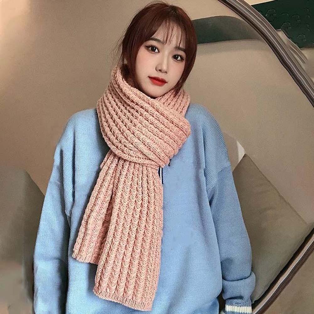 Spandex Long Thickened Neckscarf Polyester Winter Warmer Scarf Soft Knitting Wool Scarf  Winter