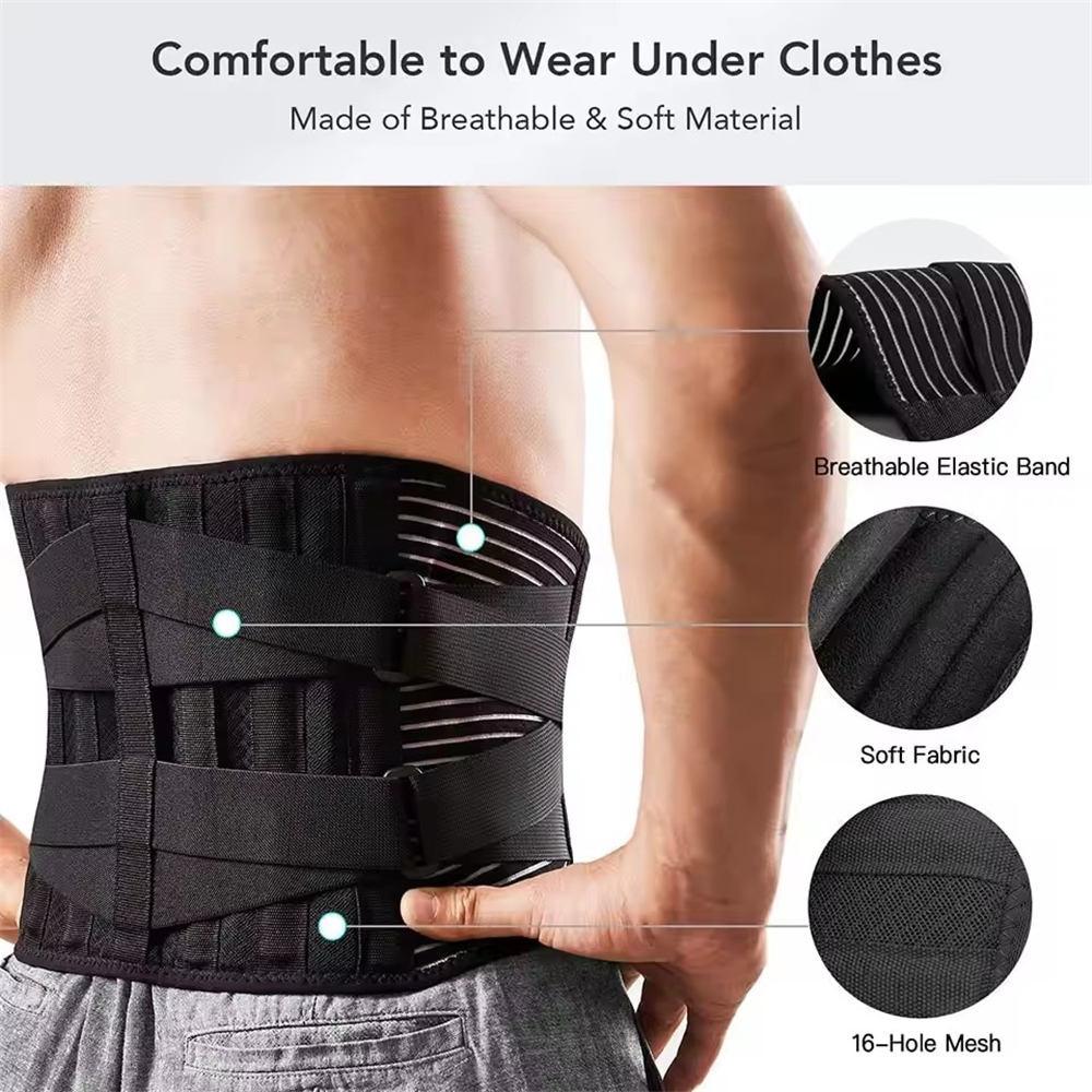 1Pcs Lower Back Brace with 6 Stays Anti-skid Orthopedic Lumbar Support Breathable Waist Support Belt for Gym Pain Relief