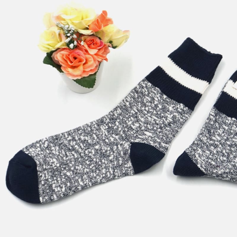 UNBDAY Women's Winter Ringle Knit Socks - Navy