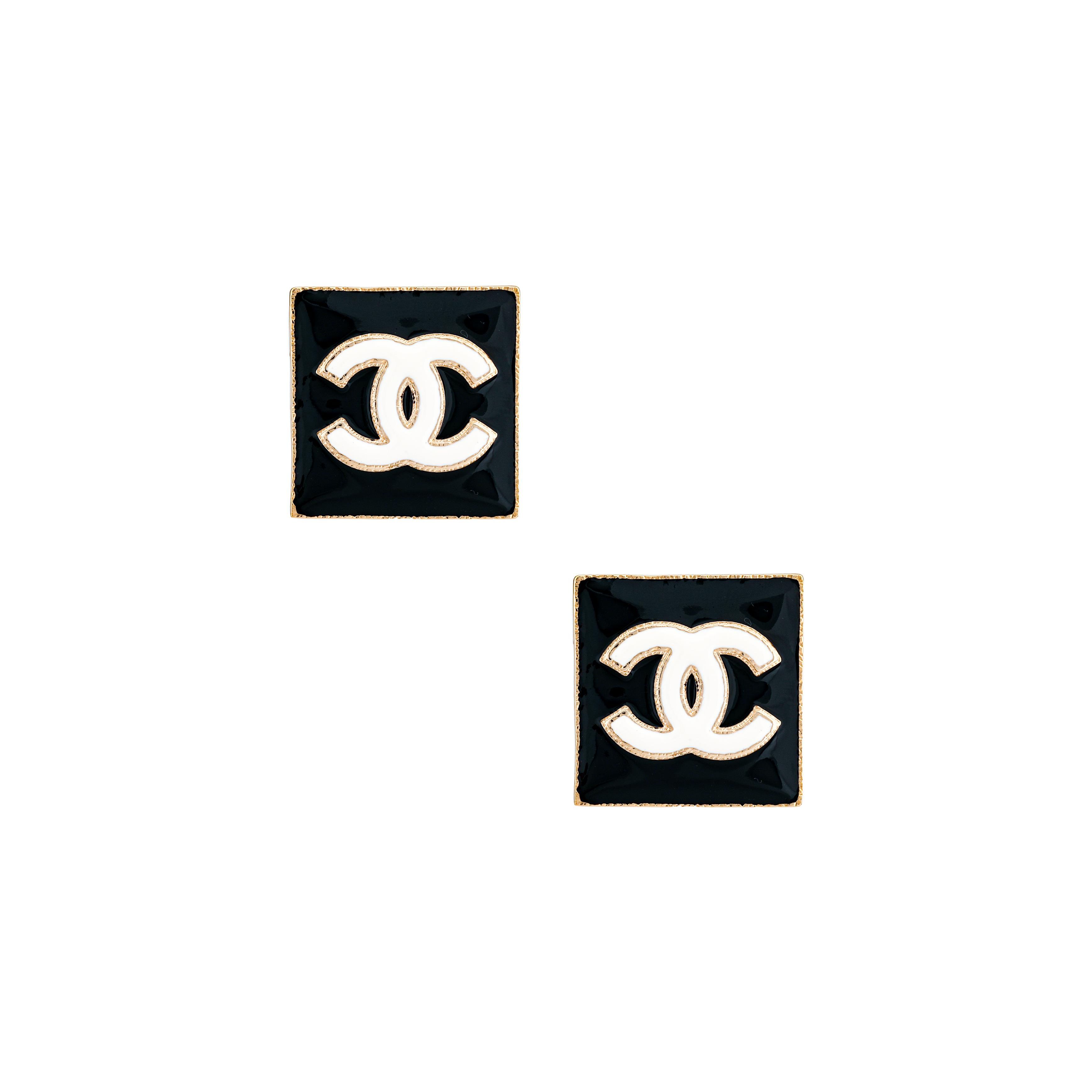 

Chanel Classic Logo Double C Metal Stud Earrings Large Women earrings Black AB8671-B08502-NI910 Box+Padding Board,F,Black