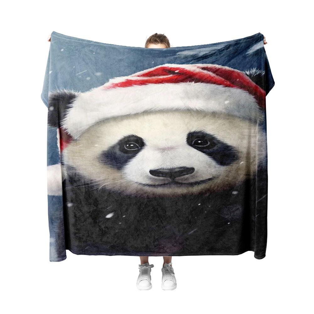 Tuniu Cute Panda Fleece Blanket Soft Warm Throw Blanket for Sofa Bed Room Gift