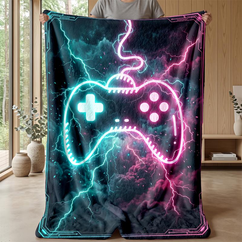 Neon Gamepad Jungle Theme blanket Lightweight Warm Flannel Blanket Decorative Throw Blanket for Home Decoration
