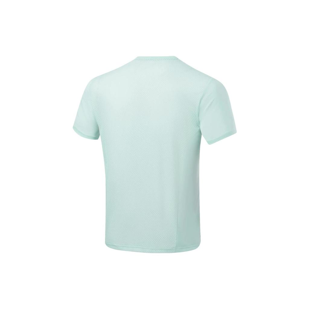 Li Ning Running Collection T Shirts Men's Light Blue Bowl Crew Neck Moderate Straight Fit ATST073-6