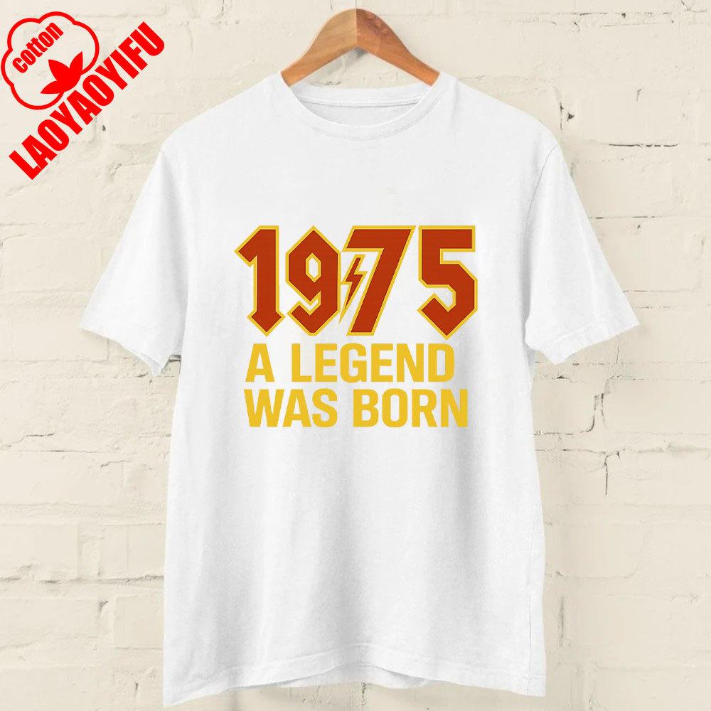 50th Birthday T Shirt 2025 1975 A Legend Was Born Retro Heavy Metal Rock Music Style Fiftieth Gifts for Him Personality Tops