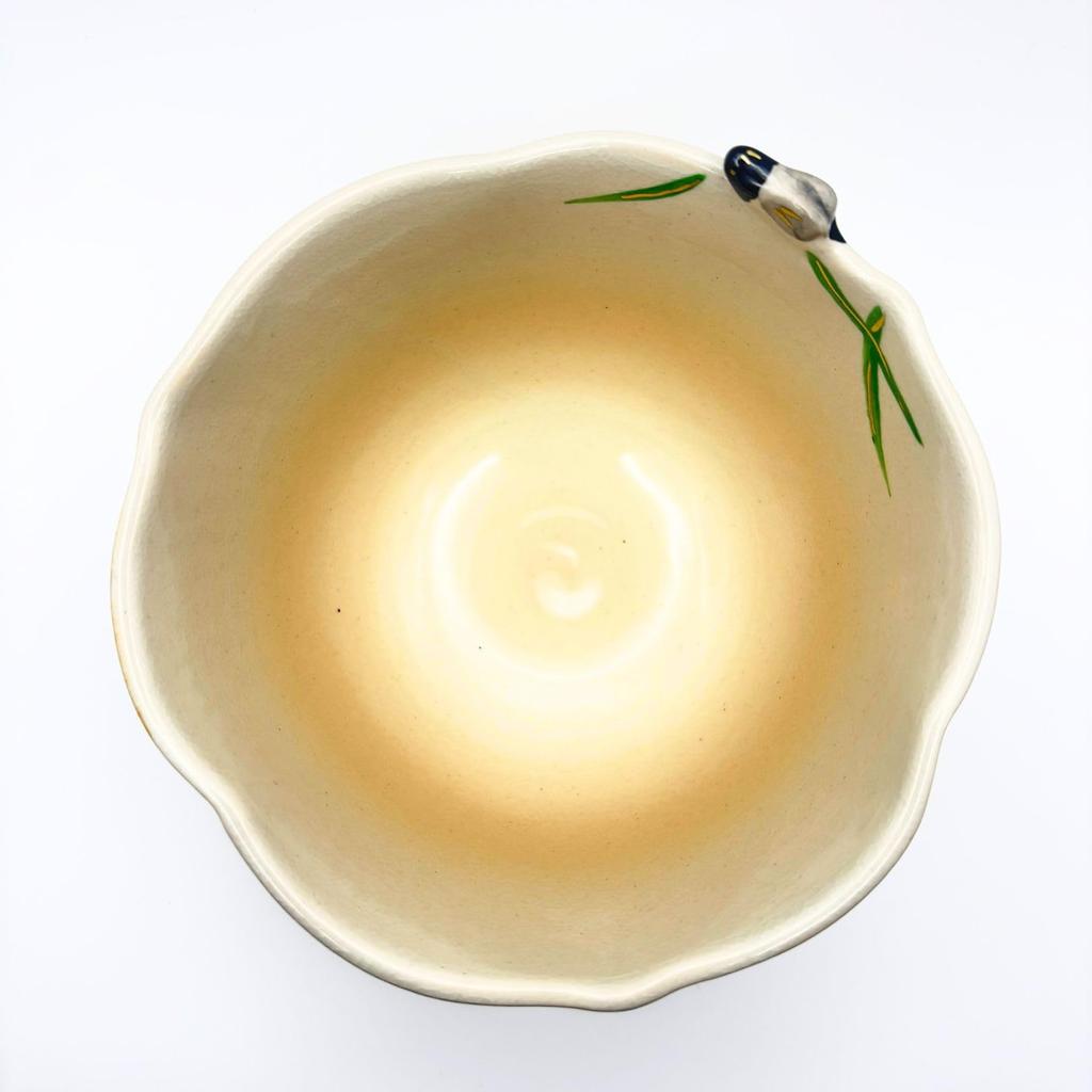 Matcha-Teeschale, Kyoto-Ware, Hergestellt in Japan, Design Mond und Herbstgras, von Takenaka Kosho, 11 cm breit x 8,5 cm hoch, Perfekt für die Teezeremonie, Geschenk
