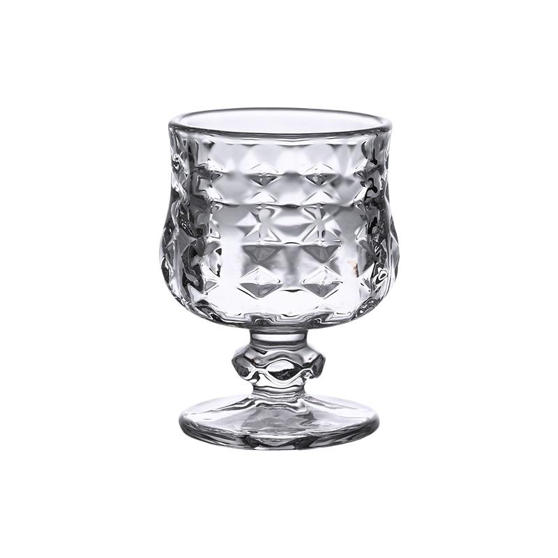 Copo de Vidro Gravado Vintage Mini Taça de Vinho de Fruta Elegante Taça de Vinho de Sobremesa com Haste Copo de Shot de Alto Valor