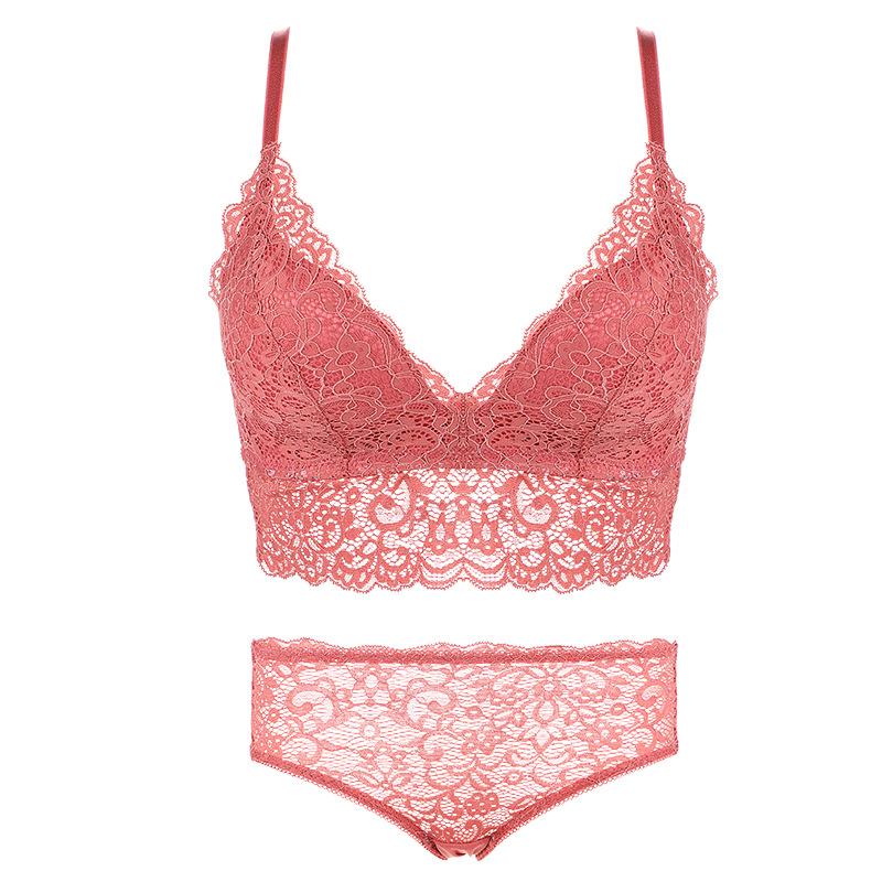 

French Sexy Triangle Cup Lace Bra Set Super Gathering Bras Without Steel Rim 40/90C
