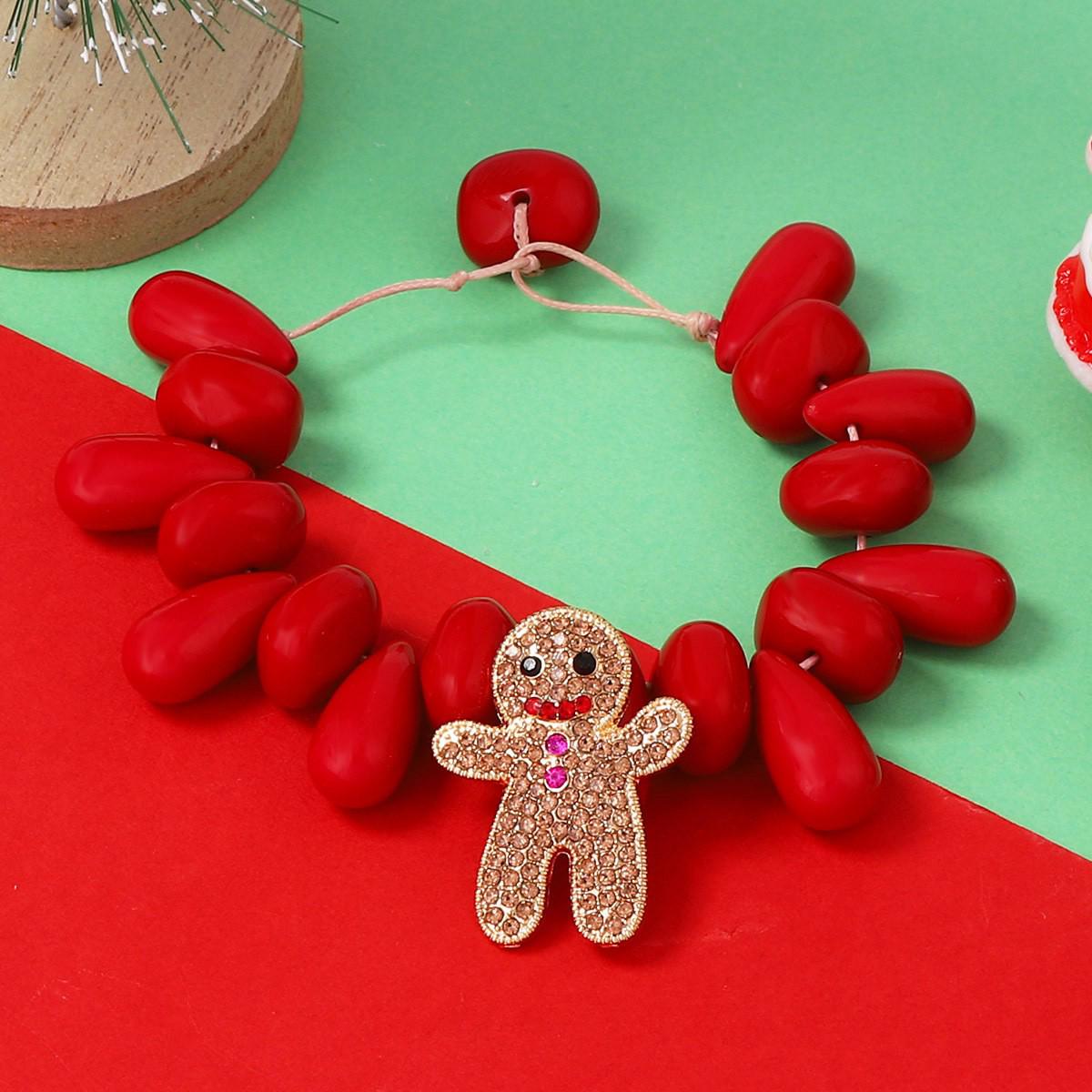 

Beaded Christmas Rhinestone Gingerbread Man Clasp Bracelet for Women