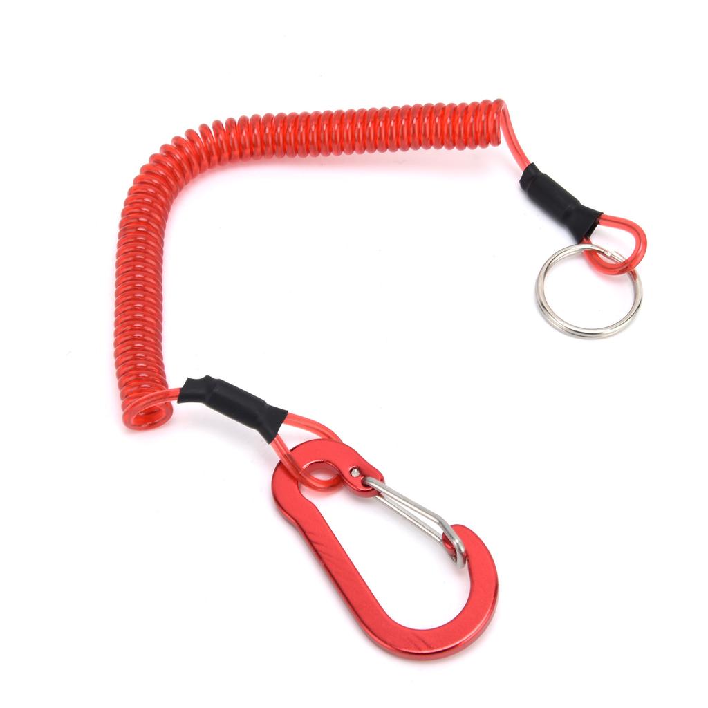 Fishing Lanyards Rope Retractable Safety Spring Coiled Ropes Keychain AccessoriesRed