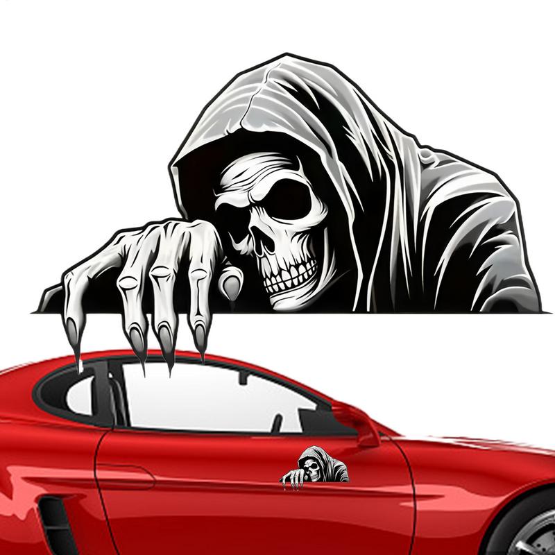 12.7cm Halloween Skeleton Guard Car Stickers Horror Skeleton Sticker Exterior Parts Motorcycle Stickers On Car Accessories