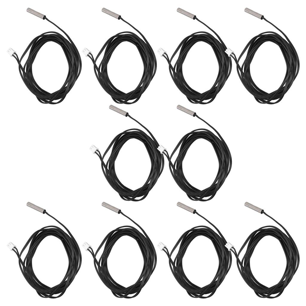 10Pcs Thermistor Sensor NTC Temp Probe 5x25mm Cylindrical Head 2 Meters Cable Length10K B3435