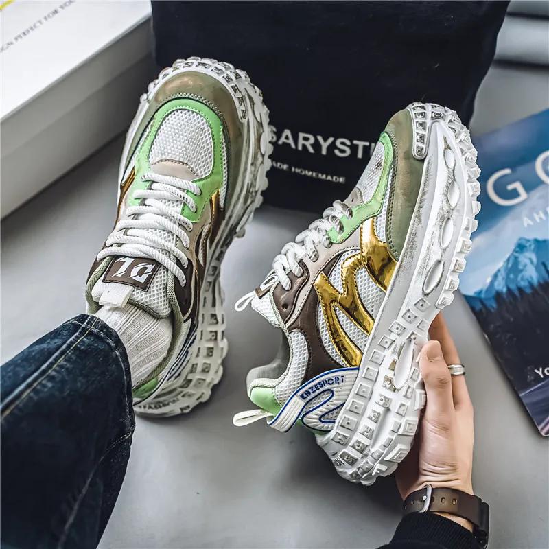 Men's Mesh Thick Soled Tire Shoes Casual Sports Shoes Wear-resistant Lightweight Comfortable Breathable Fashionable and Trendy