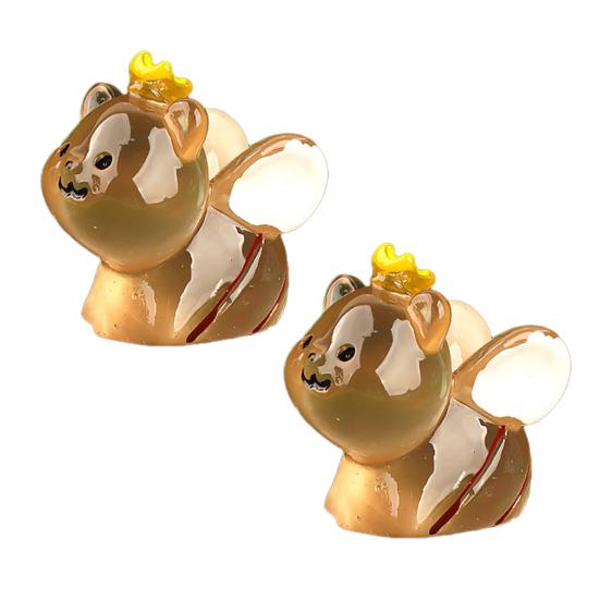 2Pcs Mini Bee Shaped Animals Glow in The Dark Resin Animals Figures Small D