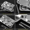 HueiHuang 304 Stainless Steel 6-Compartment Canteen Tray
