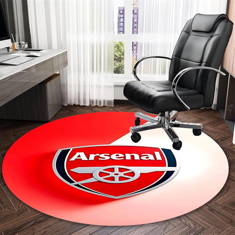 1pc A-Arsenal Carpet, Round Rug, Comfortable, Suitable for Entryways, Living Rooms, Office, And Bedrooms, Christmas Decoration