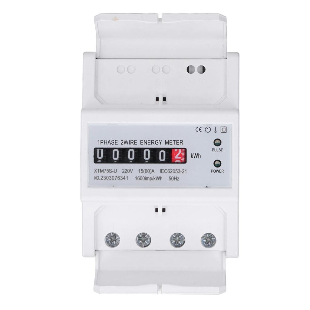 DC220V Single Phase Energy Meter Digital Display 4P 35mm Rail Mount Electricity Power Meter