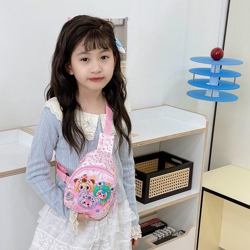 Three Baby Toddler Cartoon Crossbody Bag Pattern Breathable Fabric Daily Outings