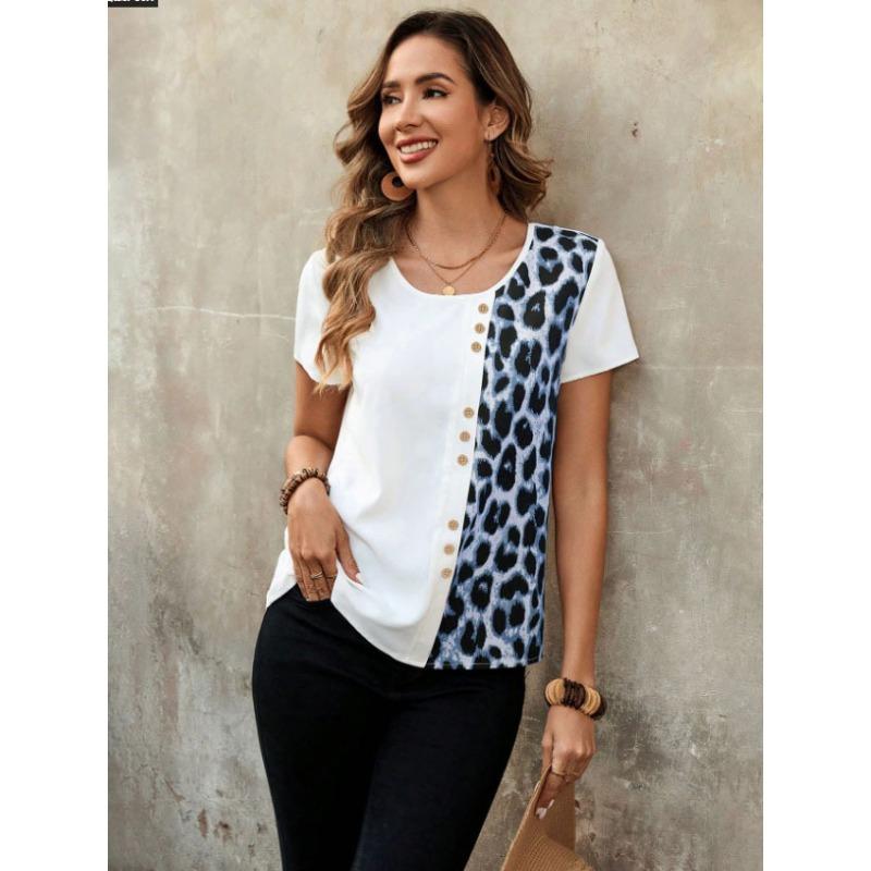Women's short sleeve casual round neck T-shirt