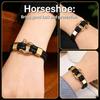 Men's Retro Horseshoe Buckle Leather & Stainless Steel Stackable Bracelet